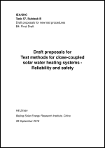 Test methods for close-coupled solar water heating systems - Reliability and safety